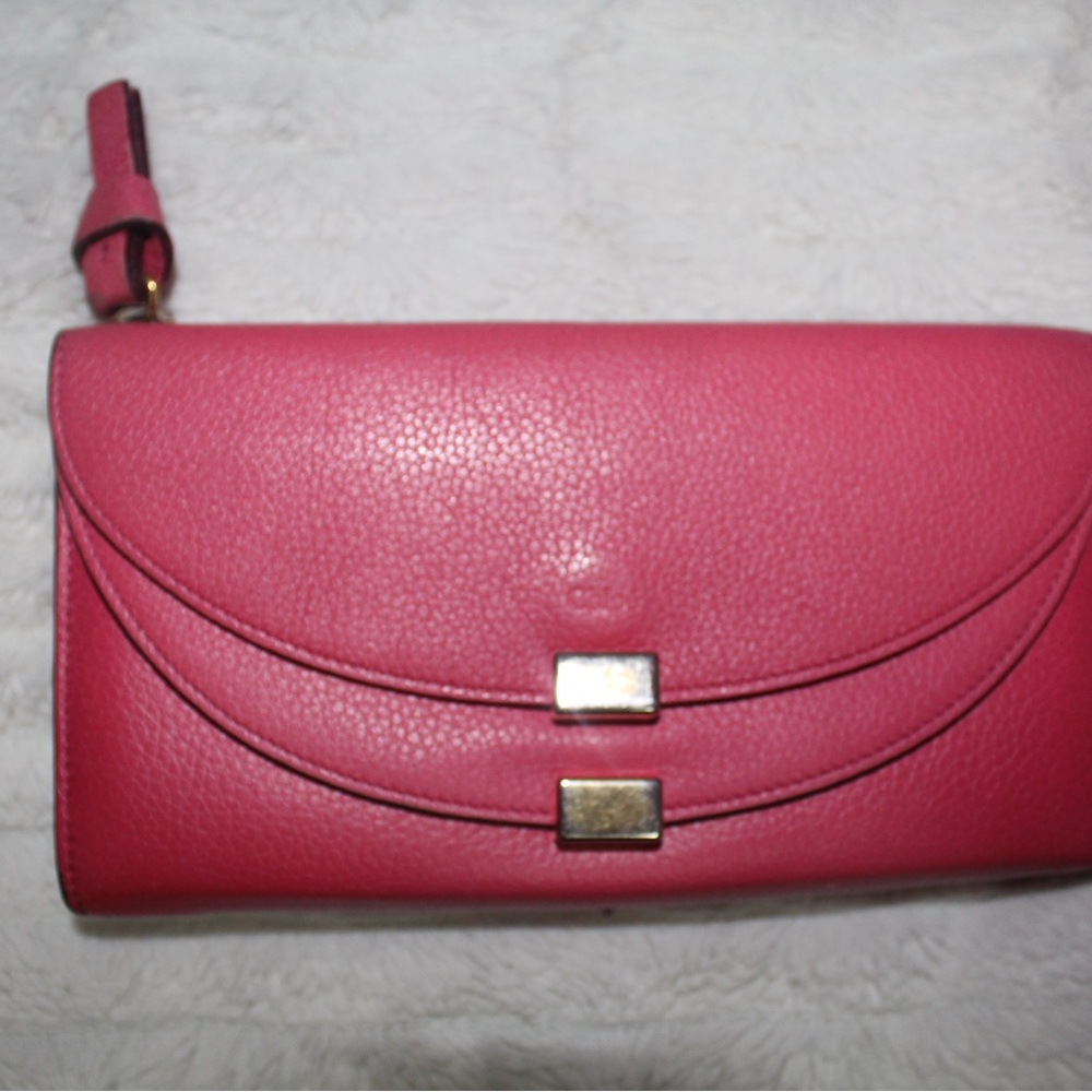 Chloe Vibrant Pink Leather Wristlet